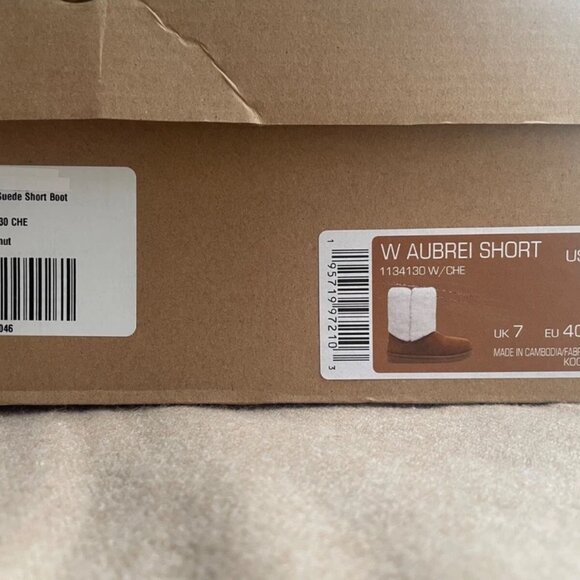 NEW KOOLABURRA BY UGG AUBREI SHORT CHESTNUT SUEDE FUR WOMEN'S BOOTS SIZE US 9 - Picture 12 of 13